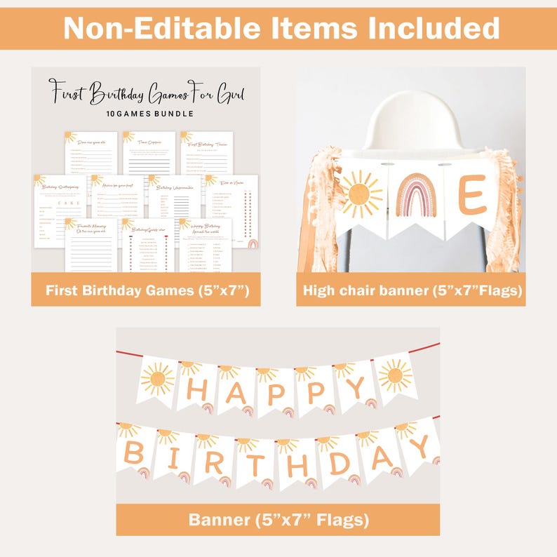 First Trip Around The Sun Birthday Invitation Bundle First Birthday Invite 1st Birthday Theme One Year Around Sun Party Editable Digital S06 image 5