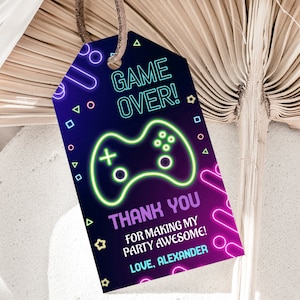 Video Game Favor Tag Editable Gamer Birthday Party Thank You Tags Gaming Gift Tags Template Game Over Tags Instant Digital Download V01