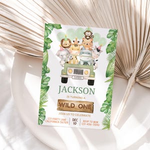 Wild One Invitation Jungle Safari First Birthday Invitation Safari Animals 1st Birthday Party Invite Editable Template Instant Download S05