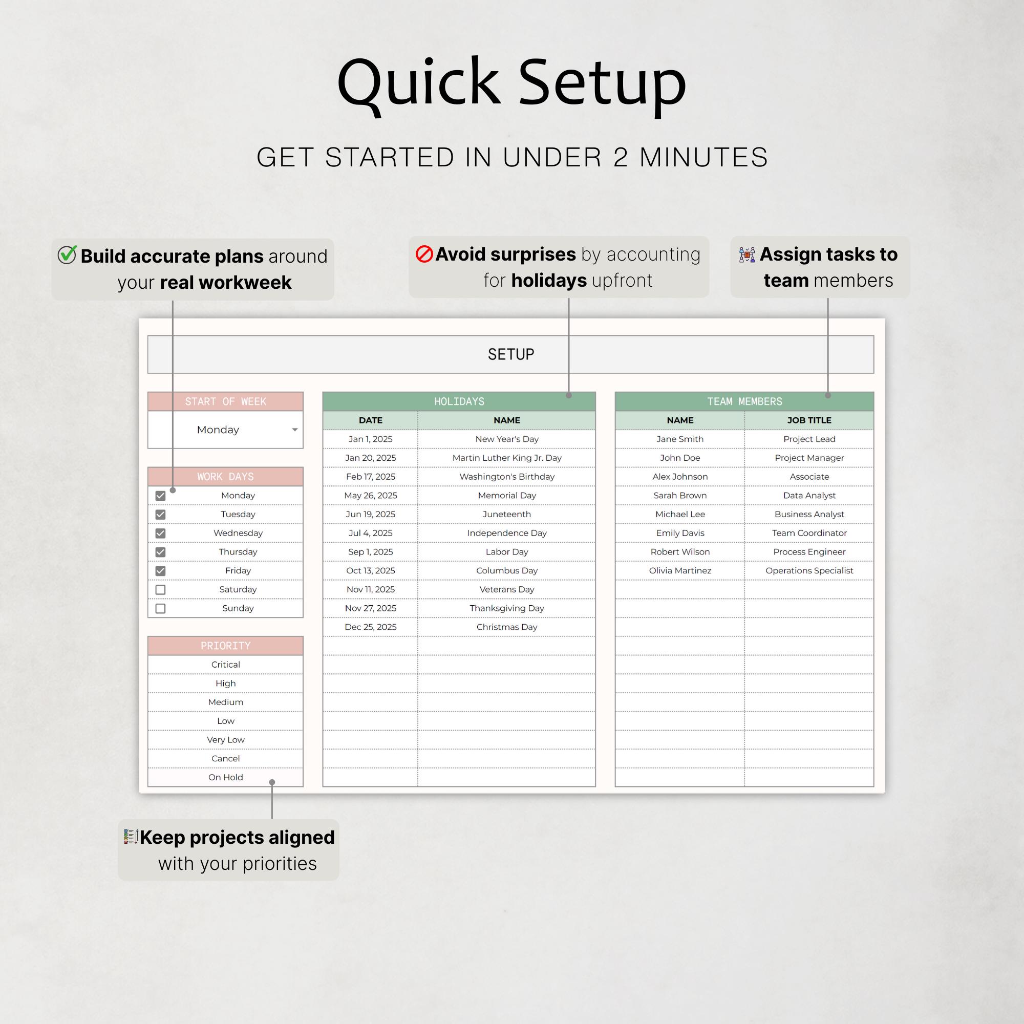 Gantt Chart Spreadsheet Project Timeline Management Tool Task ...