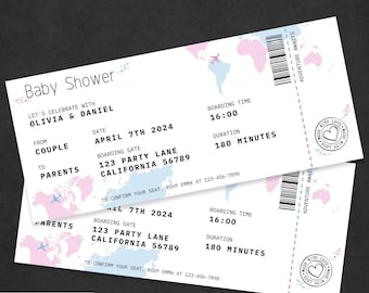 Boarding Pass Baby Shower Invitation Ticket Gender Neutral Airplane Ticket Couples Shower Party Plane Theme Invite Baby Girl Boy EDITABLE