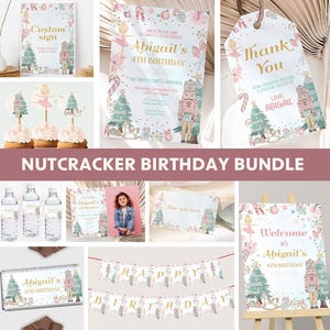 Nutcracker Birthday Invitation Bundle Sugar Plum Fairy Decoration Land of Sweets Party Pink Nutcracker Ballet Decor EDITABLE Digital N02