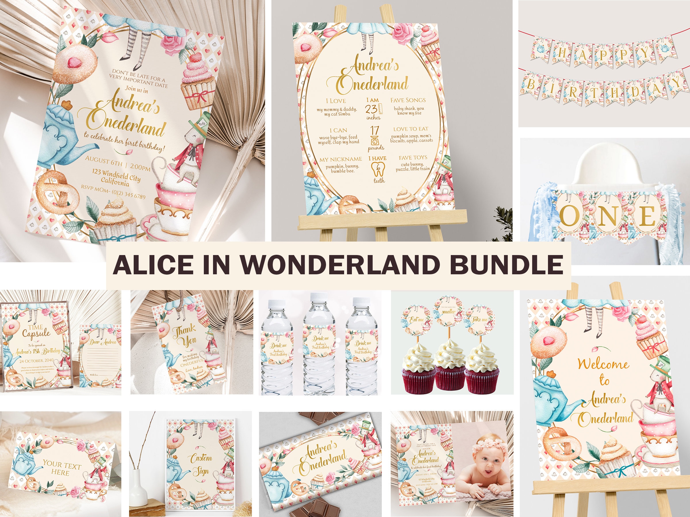 Alice In Wonderland/Onederland Decor Birthday Party Bundle 2 · Major Gates