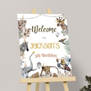 Party Animals Welcome Sign Safari Birthday Party Welcome Sign Jungle Welcome Poster Zoo Birthday Decoration EDITABLE Instant Digital P07