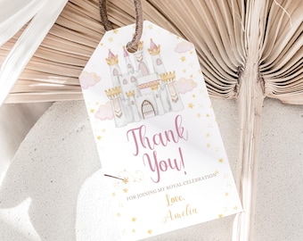 Princess Favor Tags Princess Birthday Thank You Tags Princess Party Tags Pink Princess Gift Label Girl EDITABLE Template Instant Digital