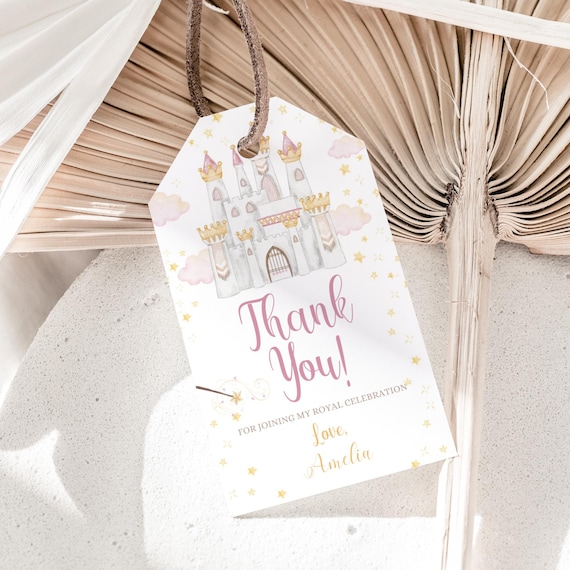 Princess Favor Tags Princess Birthday Thank You Tags Princess Party Tags Pink Princess Gift Label Girl EDITABLE Template Instant Digital