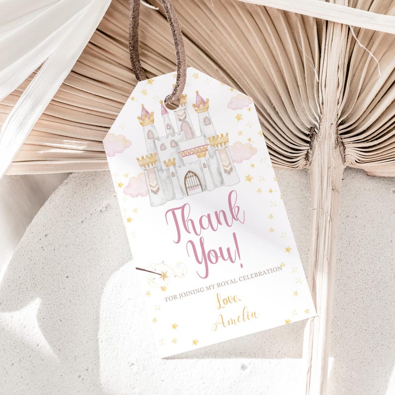 Princess Favor Tags Princess Birthday Thank You Tags Princess Party Tags Pink Princess Gift Label Girl EDITABLE Template Instant Digital image 1
