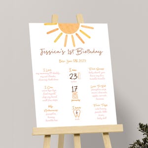 Affiche du premier voyage autour du soleil, panneau des jalons du premier anniversaire, panneaux des jalons du 1er anniversaire, décorations de fête, modifiable numérique S06