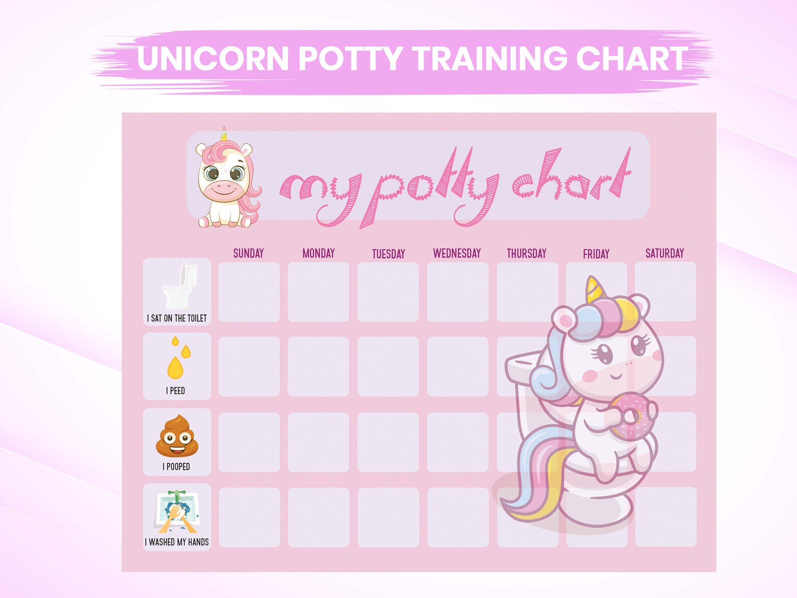 Unicorn Potty Training Chart Unicorn Potty Chart Girls - Etsy