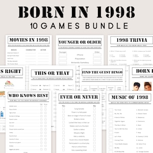 Pacchetto di giochi per il 26° compleanno Gioco di compleanno 1998 Attività per la festa del 26° compleanno Uomini Donne Lui Lei Nato nel 1998 Quiz a quiz digitale STAMPABILE