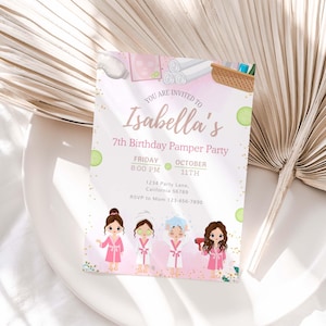 Pamper Party Birthday Invitation Pamper Invitation Spa Party Invite Makeup Party Invitation Glamour Girl Pink EDITABLE Instant Download S10