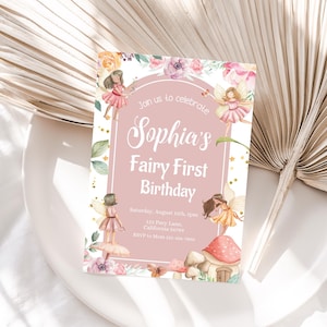 Fairy First Birthday Invitation My Fairy First Invitation Fairy Party Invite Enchanted Forest Theme Fairy 1st Party Digital EDITABLE F01