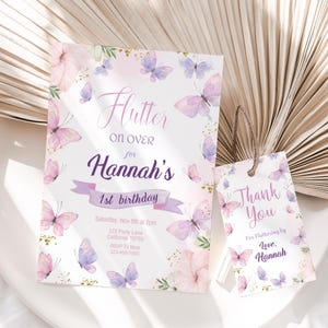 Butterfly Birthday Invitation Purple Butterfly Invitation Pink Butterfly Theme Girl Birthday Party Invitation EDITABLE Instant Download B04