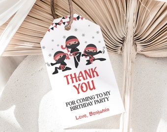 Ninja Thank you Tags Karate Party Favor Martial Arts Favor Tags Samurai Ninja Style Danke Aufkleber Boy Label Geschenk Taschenanhänger EDITABLE N01