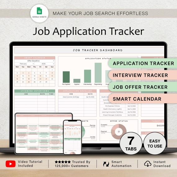Job Application Tracker Spreadsheet Job Planner Interview Tracker Job Search Template Job Offer Tracking Tool Career Planner Google Sheets
