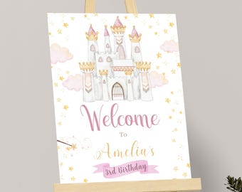 Princess Welcome Sign Princess Birthday Welcome Sign Princess Party Welcome Poster Girl Birthday Decoration Decor EDITABLE Instant Digital