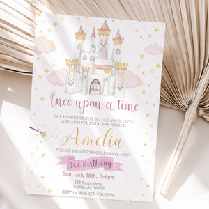 Princess Birthday Invitation Princess Invitation Princess Party Invitation Once Upon a Time Girl Birthday Invite EDITABLE Instant Download