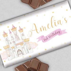 Prinzessin Chocolate Label Princess Candy Bar Wrapper Prinzessinnen Geburtstag Party Favor 1,55 oz Schokoriegel Wraps Dekorationen EDITIERBAR Digital