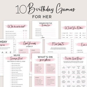 Birthday Games for Her Birthday Party Games for Women Game Bundle for Girl She Adult 30th 50th 21st Birthday Girl Trivia Printable Instant