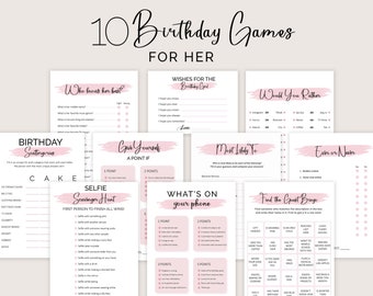 Birthday Games for Her Birthday Party Games for Women Game Bundle for Girl She Adult 30th 50th 21st Birthday Girl Trivia Printable Instant