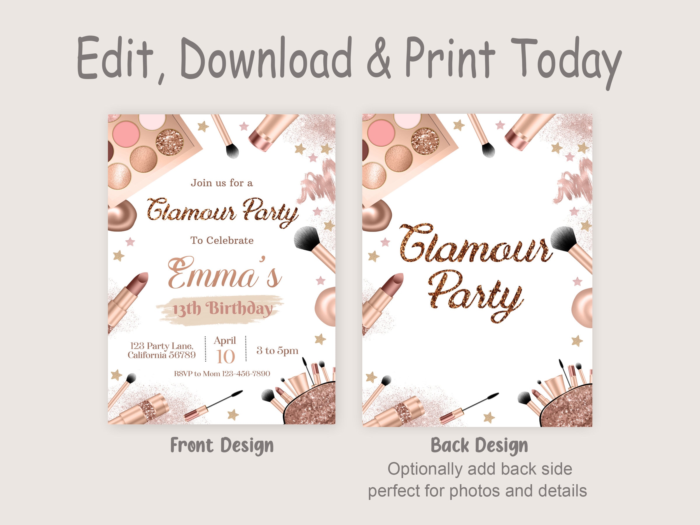 Glamour Party Invitation Glamour Birthday Party Invitation Etsy