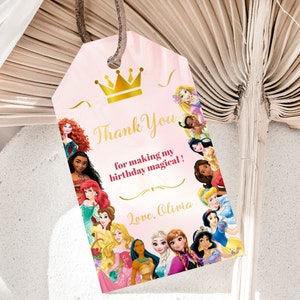 Princess Favor Tags Princess Birthday Party Thank You Tags Princess ...