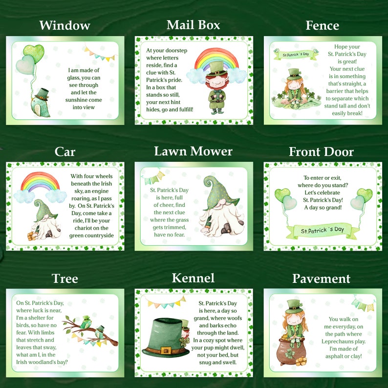 St Patricks Day Scavenger Hunt for Kids Outdoor Leprechaun Treasure ...