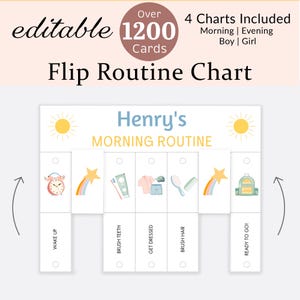 Routine Flip Chart Kleinkind Morgen Abend Schlafen Visueller Stundenplan Kinder Tägliche Routine Karten Rhythmus Checkliste Montessori Junge Mädchen Bearbeitbar