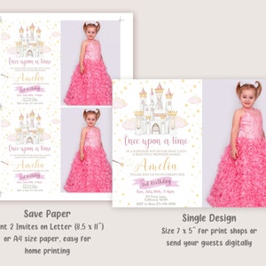 Princess Birthday Invitation with Photo Princess Party Invitation Picture Girl Once Upon a Time Birthday Invite EDITABLE Instant Digital image 3