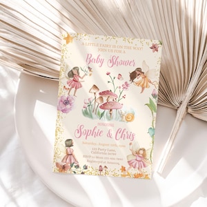 Fairy Baby Shower Invitation Enchanted Forest Baby Shower Invitation Girl Fairy Garden Baby Shower Invite EDITABLE Instant Download FB1