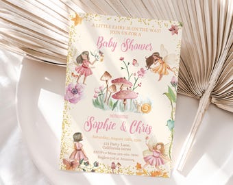 Fairy Baby Shower Invitation Enchanted Forest Baby Shower Invitation Girl Fairy Garden Baby Shower Invite EDITABLE Instant Download FB1