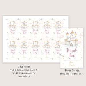 Princess Favor Tags Princess Birthday Thank You Tags Princess Party Tags Pink Princess Gift Label Girl EDITABLE Template Instant Digital image 3