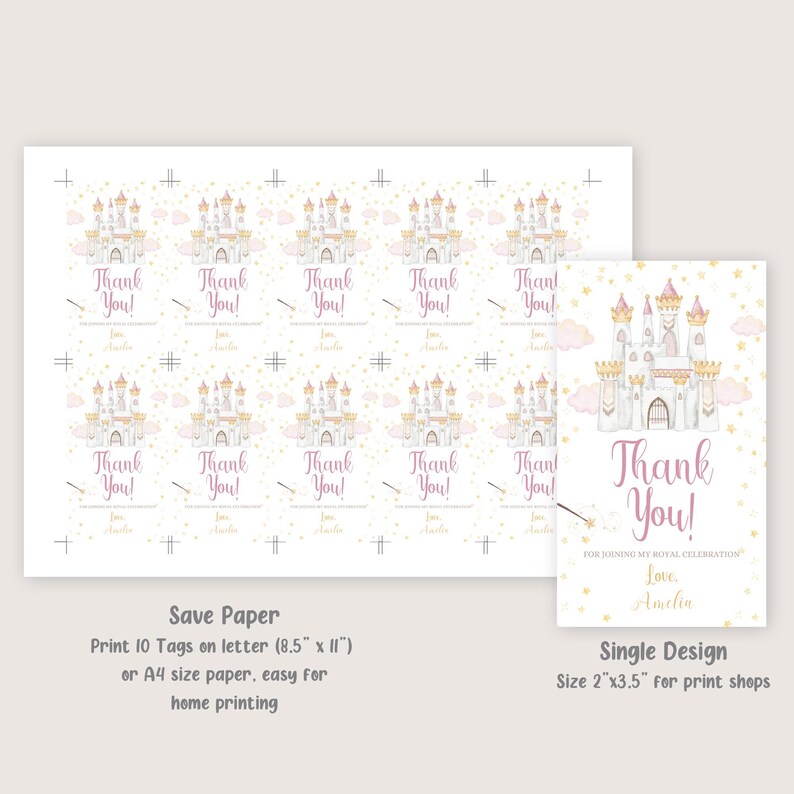 Princess Favor Tags Princess Birthday Thank You Tags Princess Party Tags Pink Princess Gift Label Girl EDITABLE Template Instant Digital image 3