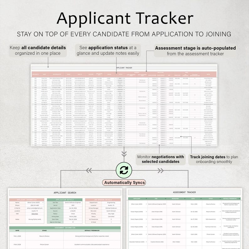 Recruitment Tracker Spreadsheet Hiring Tracker Recruiting Planner ...