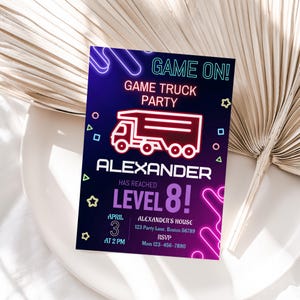 Game Truck Birthday Invitation Video Game Truck Party Invitation Gaming Truck Invite Kids Gamer Bus Trailer EDITABLE Instant Digital G01
