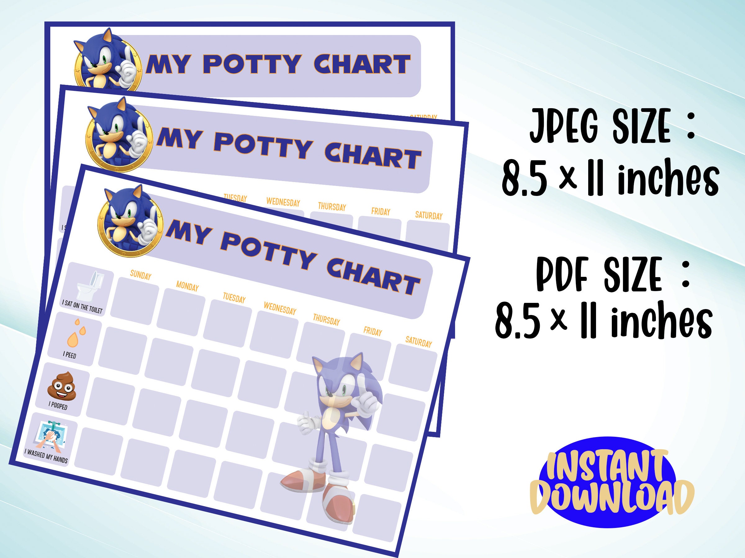 Sonic Potty Chart Printable Sonic The Hedgehog Potty Training Etsy