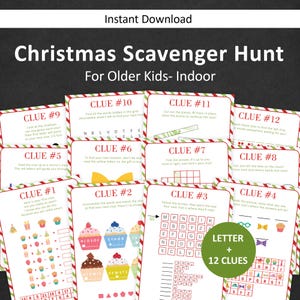 Christmas Scavenger Hunt For Teens Christmas Scavenger Hunt For Kids Holiday Treasure Hunt Clues Older Kids Escape Room Indoor Printable
