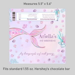 Mermaid Chocolate Wrapper Mermaid Chocolate Bar Label 1.55 Oz Birthday ...