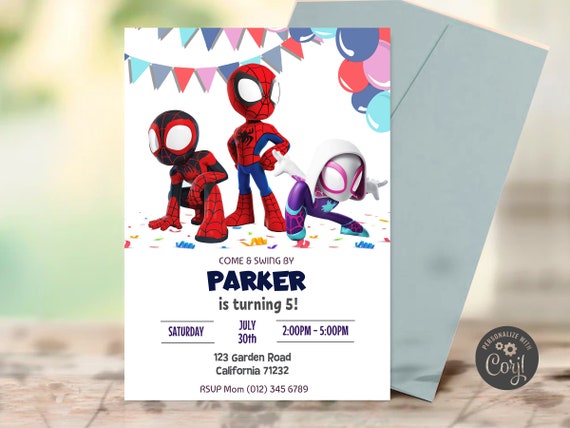 Modèle Invitation Carte D'anniversaire Fête Spidey Amis