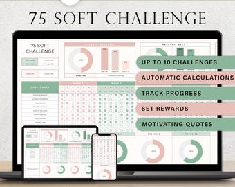 75 Soft Challenge Spreadsheet 75 Day Workout Planner Fitness Tracker Template Daily Habit Tracker Google Sheets Health And Wellness Planner
