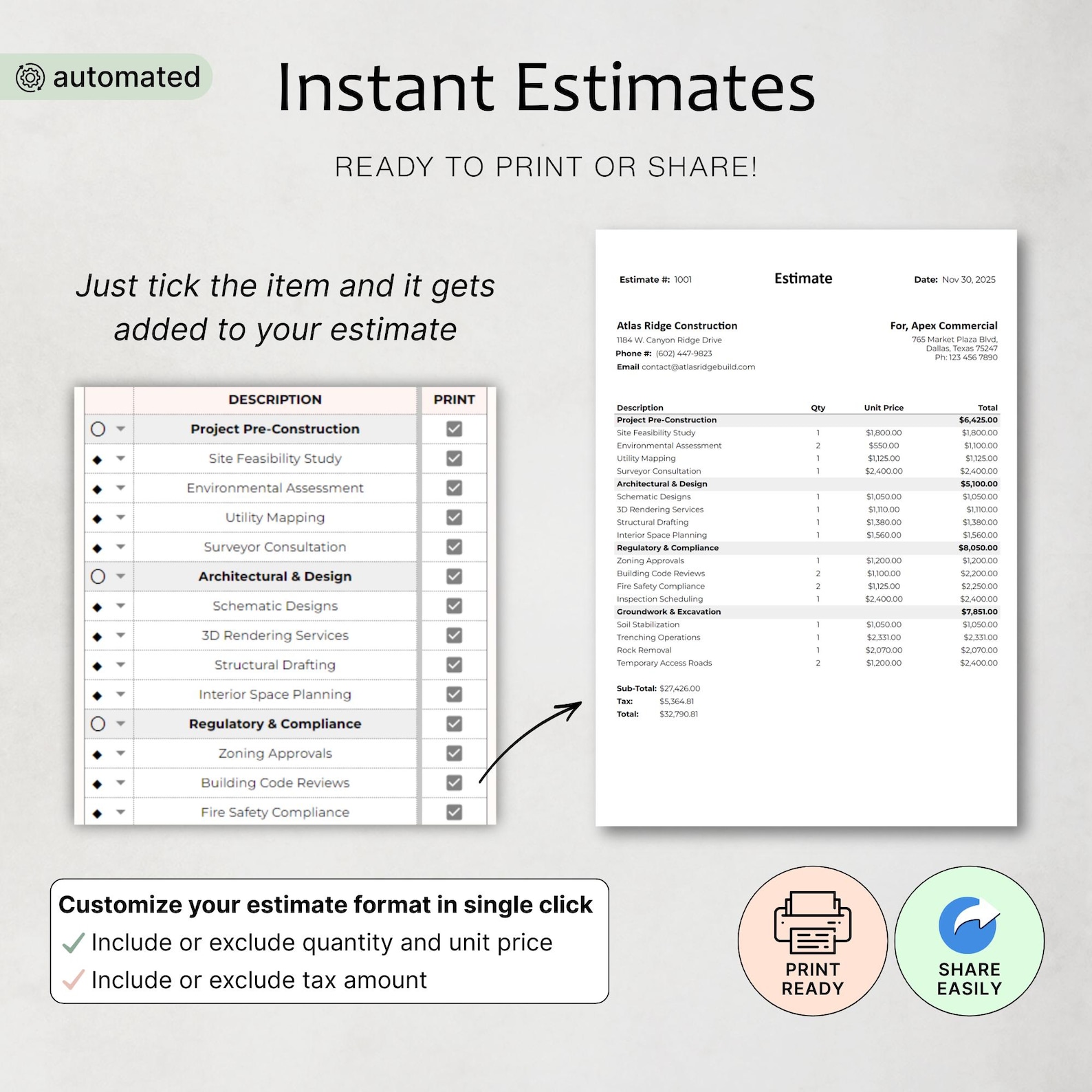 Construction Bid Planner Estimate Template Bidding Template Building ...