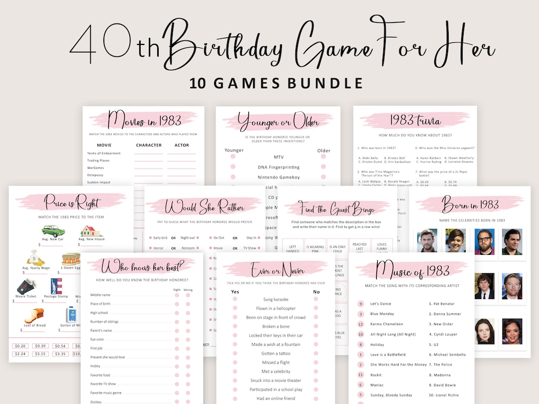 Games To Play At 40th Birthday Party 40th Birthday Games for Women 40th Birthday Party Games for - Etsy Canada