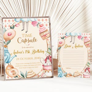 Carte capsule temporelle d'Alice à Onederland Alice au pays des merveilles signe capsule temporelle du chapelier fou premier anniversaire du jeu signe Decor MODIFIABLE numérique A01
