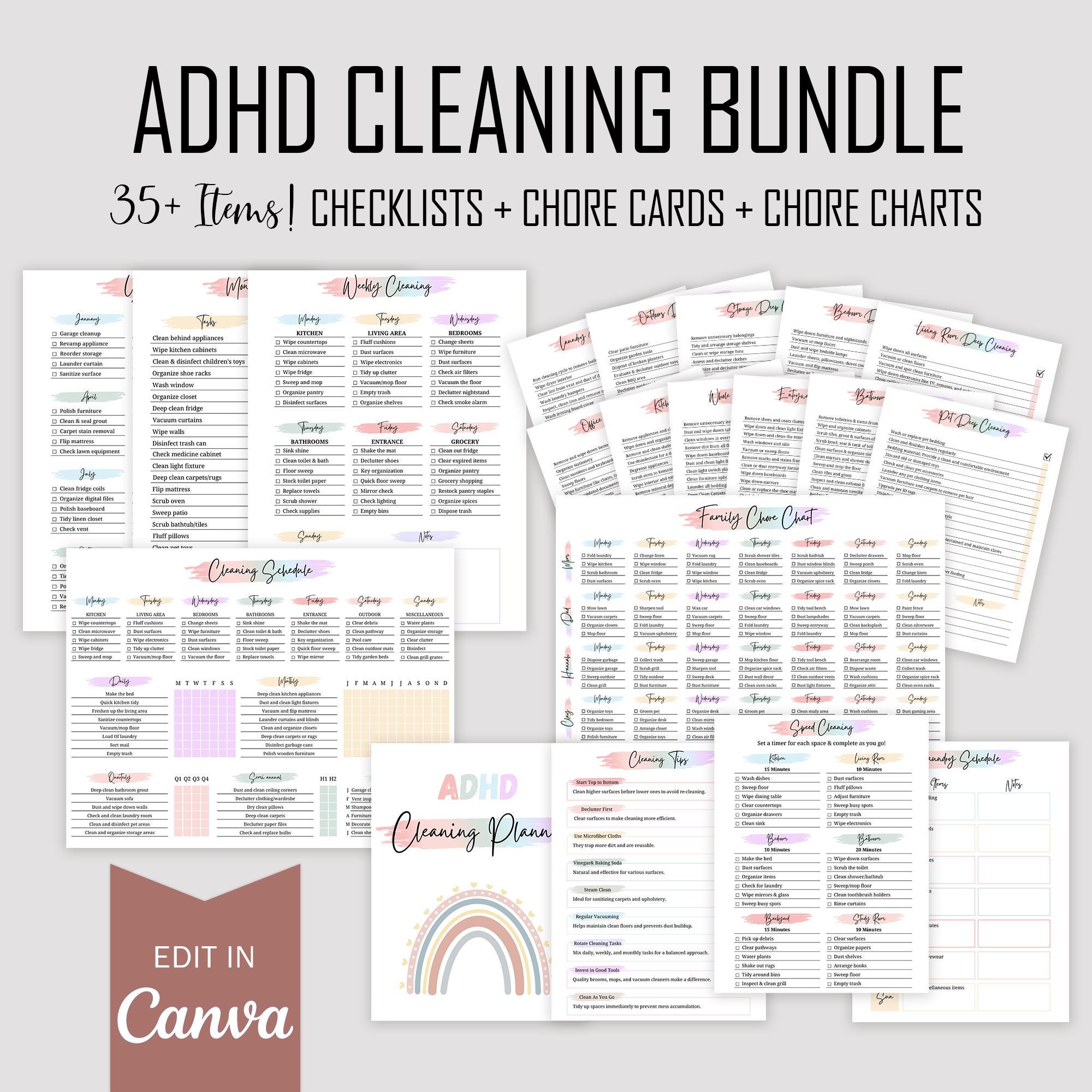 Cleaning Schedule Cleaning Checklist Cleaning Planner Daily Weekly ...