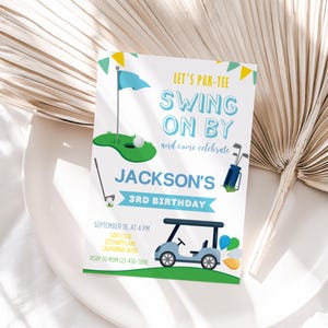 Zaproszenie na urodziny golfowe Zaproszenie na przyjęcie urodzinowe golfowe Zaproszenie na imprezę tematyczną golfową Par-tee EDYTOWALNY szablon Natychmiastowe pobranie cyfrowe G04