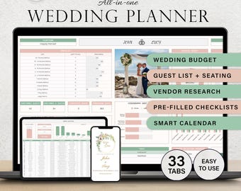 Wedding Planner Spreadsheet Digital Wedding Planning Template Wedding Budget Wedding Checklist Google Sheets Guest List Seating Chart Plan