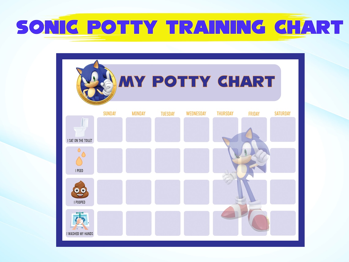 Sonic Potty Chart Printable Sonic the Hedgehog Potty Training Etsy