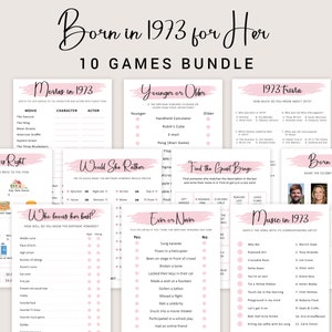 51st Birthday Games Bundle for Her 1973 Game for Women 51st Birthday Party Activities Born in 1973 Trivia Quiz Instant Digital PRINTABLE