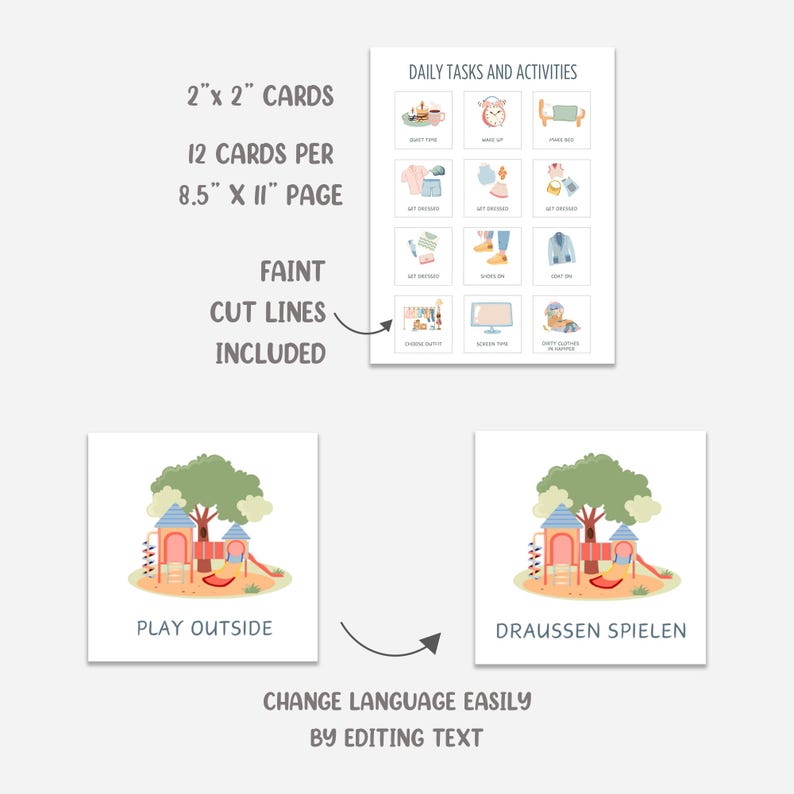 Dagliga rutinkort Visuellt schema Rutinschema för småbarn Sysslor Daglig rytmchecklista Montessori förskola PEC-kort REDIGERINGSBART bild 8