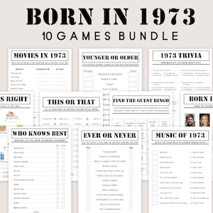 51st Birthday Games Bundle Born in 1973 Game 51st Birthday Party Activities Men Women Him Her 1973 Trivia Quiz Instant Digital PRINTABLE